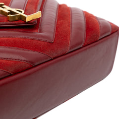 Medium Calfskin and Suede Chevron Monogram College Satchel