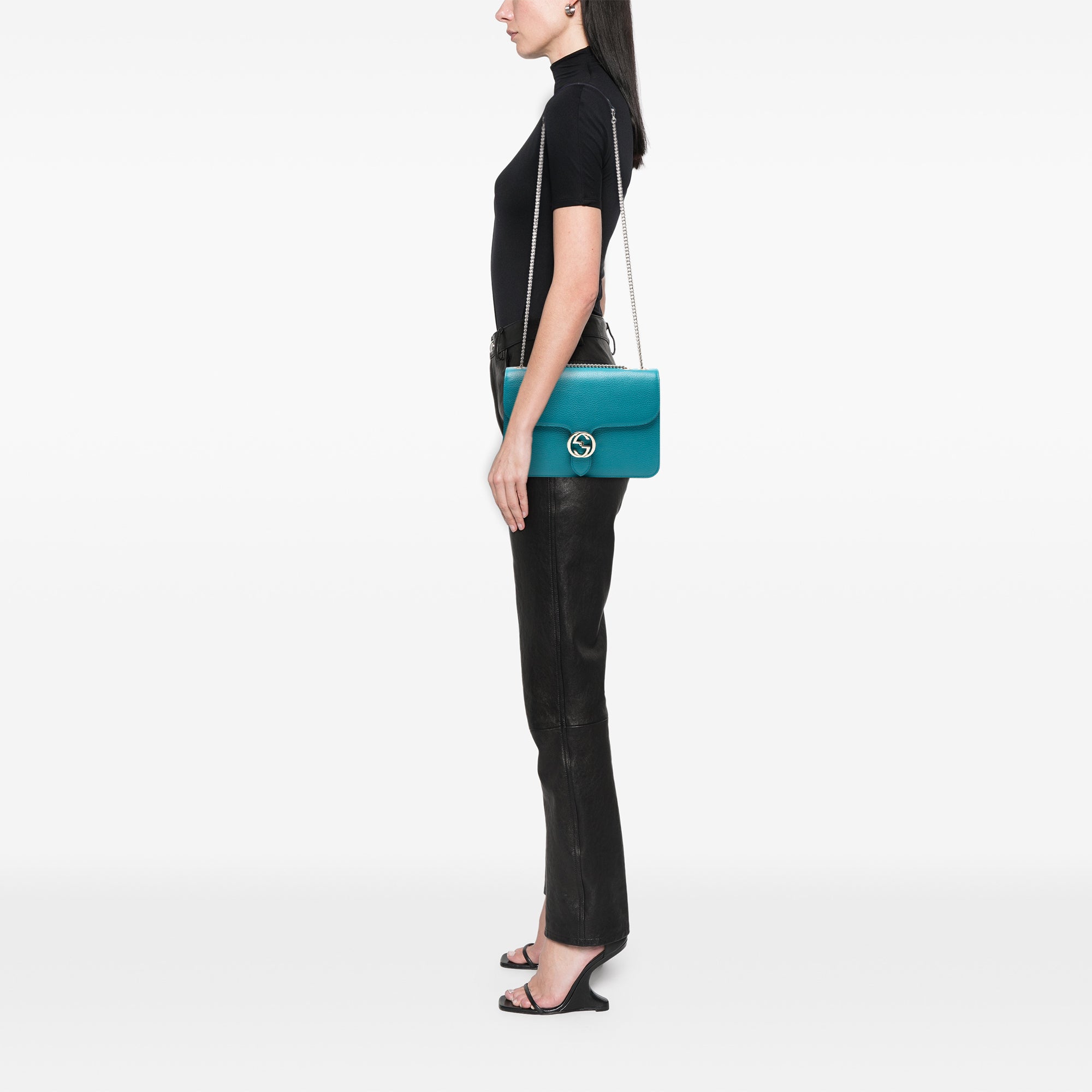 Medium Dollar Calfskin Interlocking G Crossbody