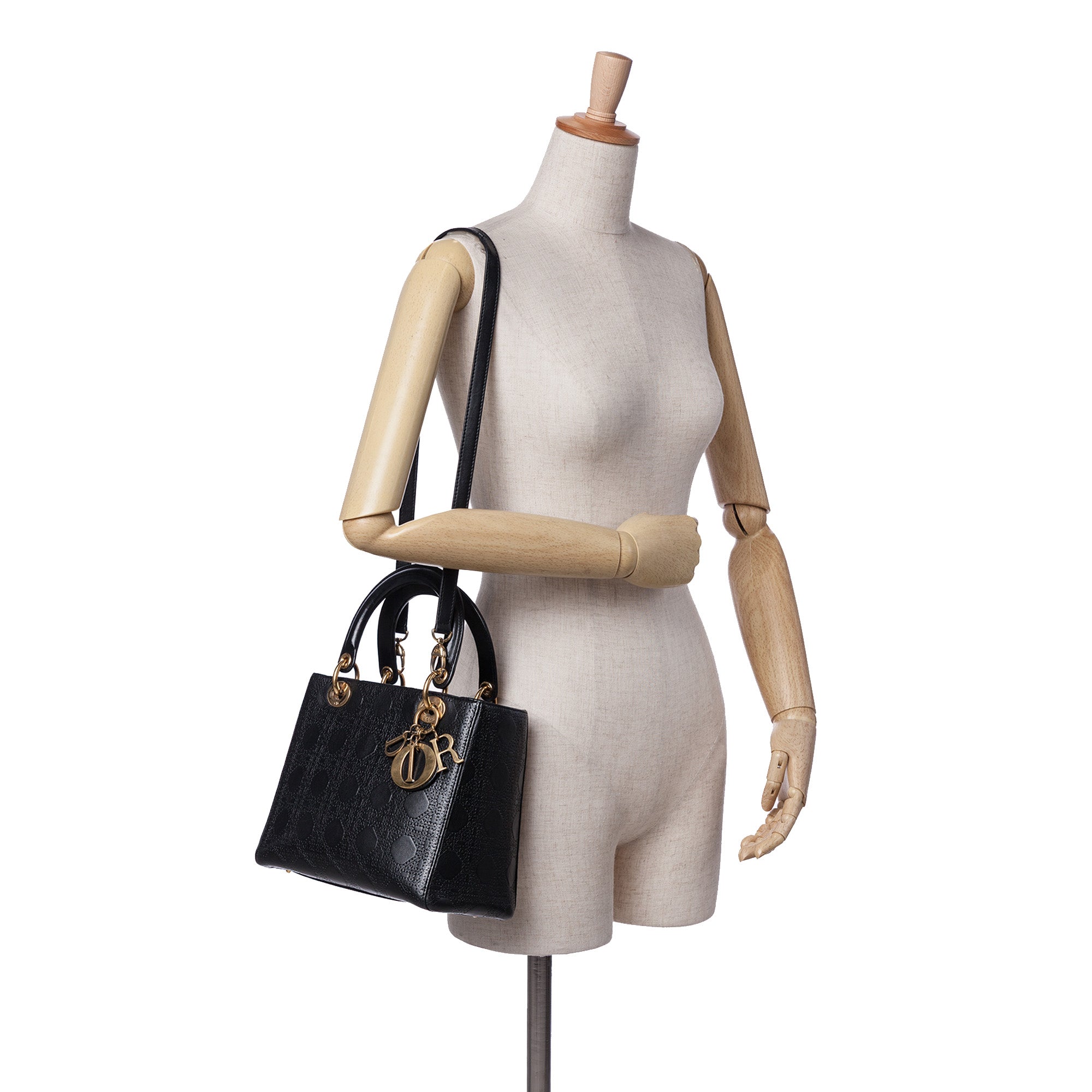 Medium Calfskin Cannage Embossed Lady Dior
