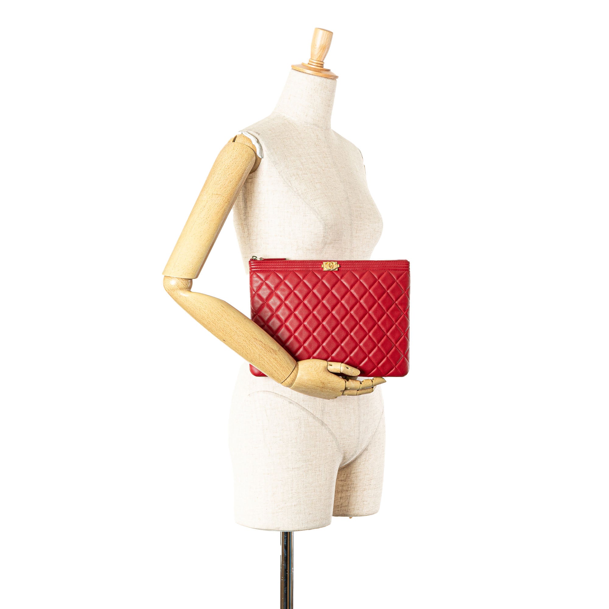 Medium Quilted Caviar Boy O Case Clutch