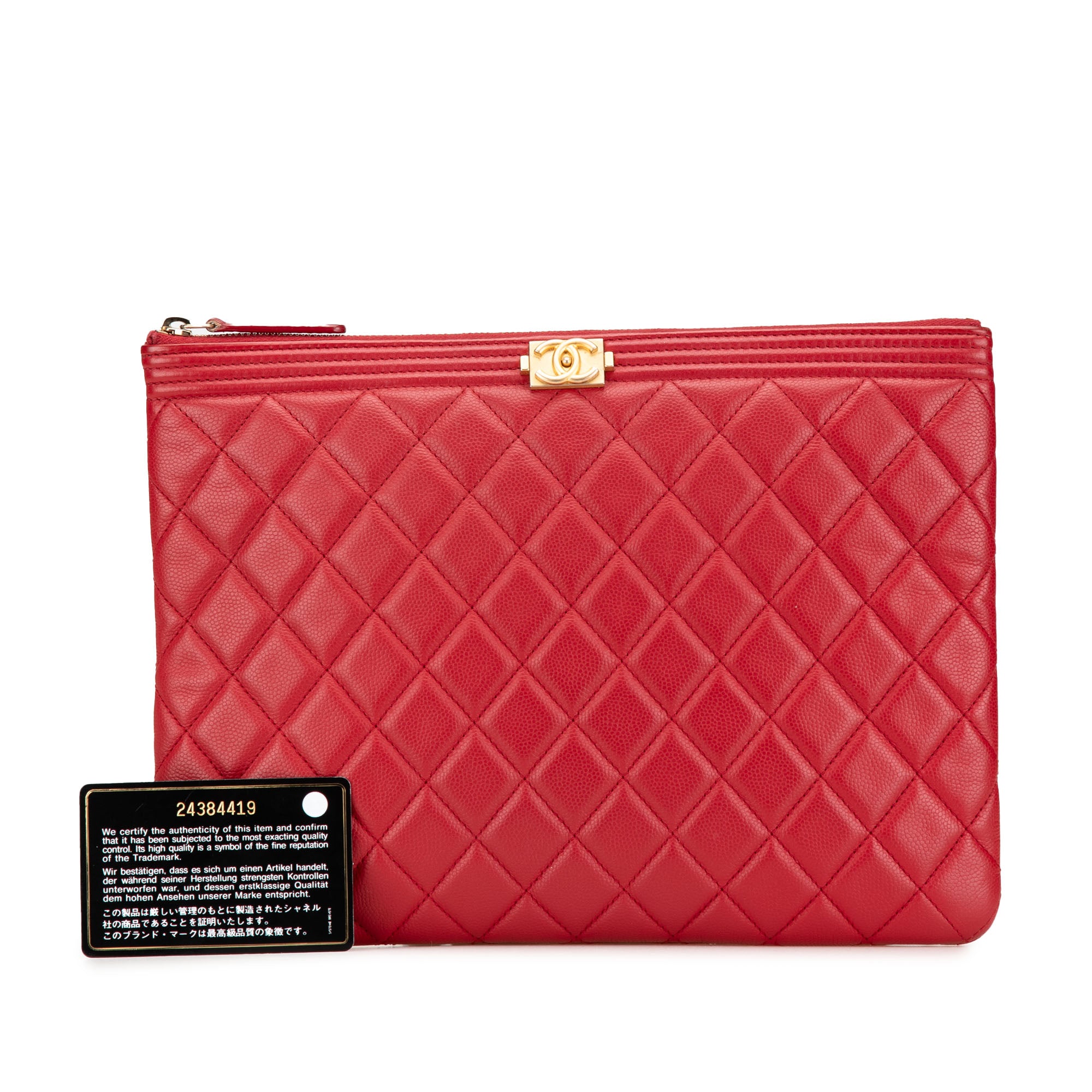 Medium Quilted Caviar Boy O Case Clutch
