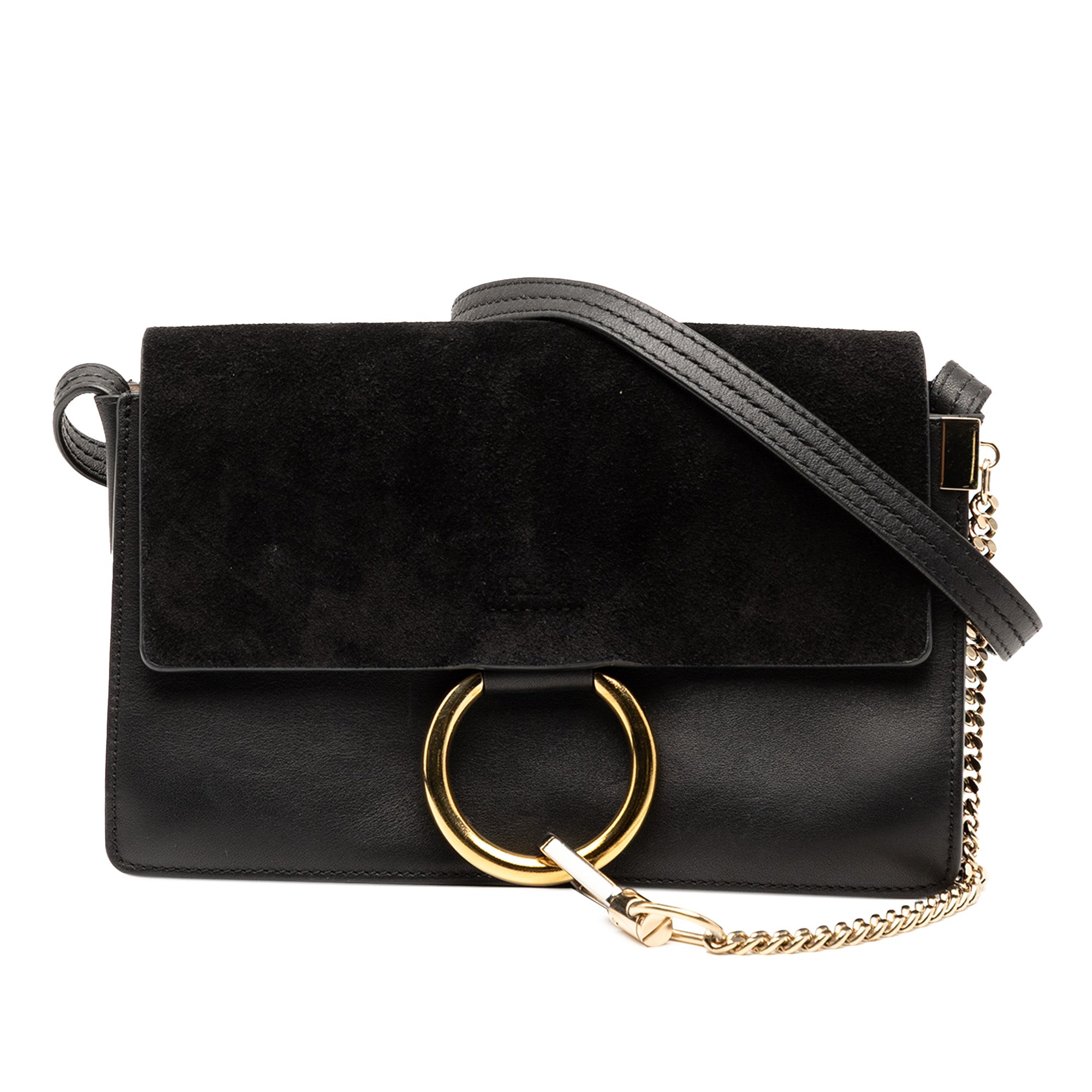 Small Suede and Calfskin Faye Crossbody