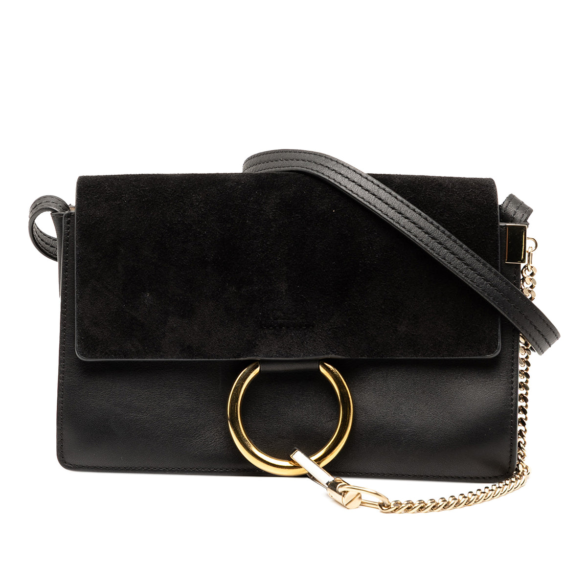 Small Suede and Calfskin Faye Crossbody