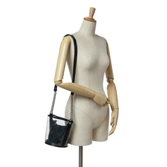Small PVC and Crumpled Calfskin Camellia Coco Bucket Bag