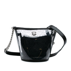 Small PVC and Crumpled Calfskin Camellia Coco Bucket Bag