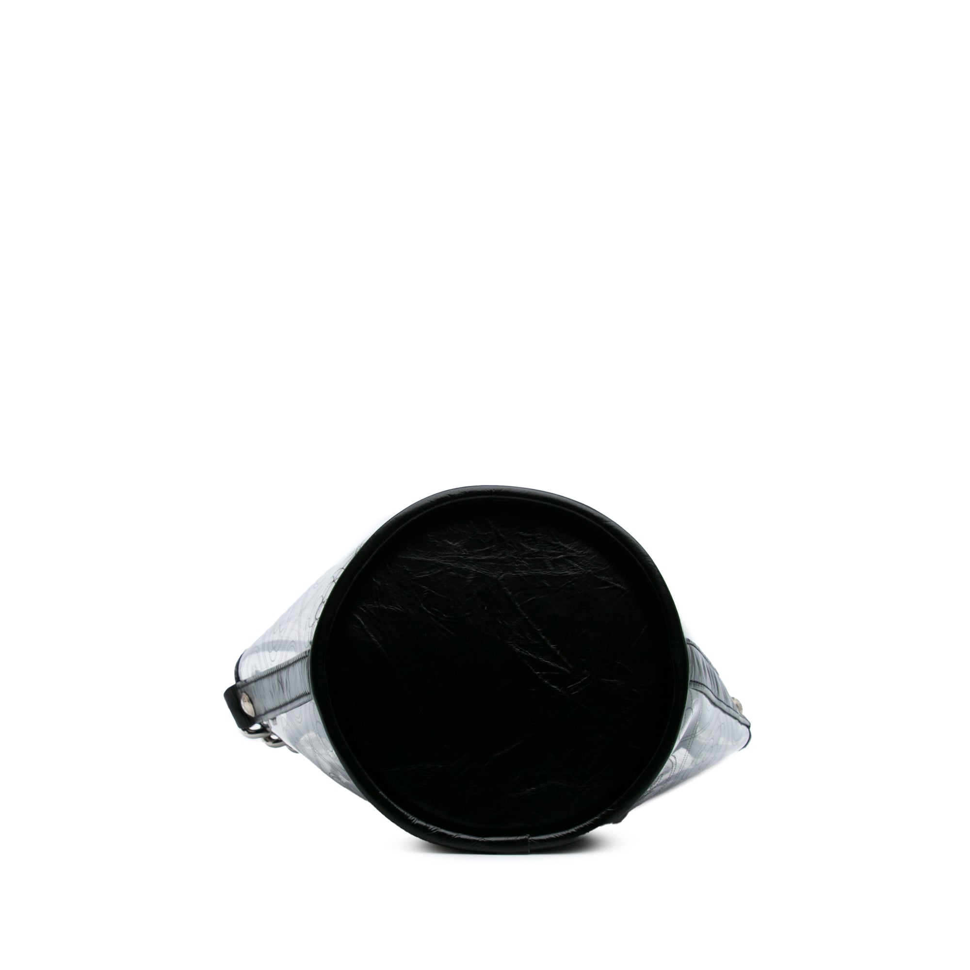 Small PVC and Crumpled Calfskin Camellia Coco Bucket Bag