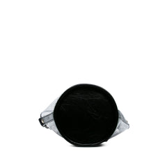 Small PVC and Crumpled Calfskin Camellia Coco Bucket Bag