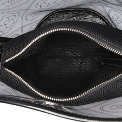 Small PVC and Crumpled Calfskin Camellia Coco Bucket Bag