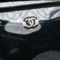 Small PVC and Crumpled Calfskin Camellia Coco Bucket Bag