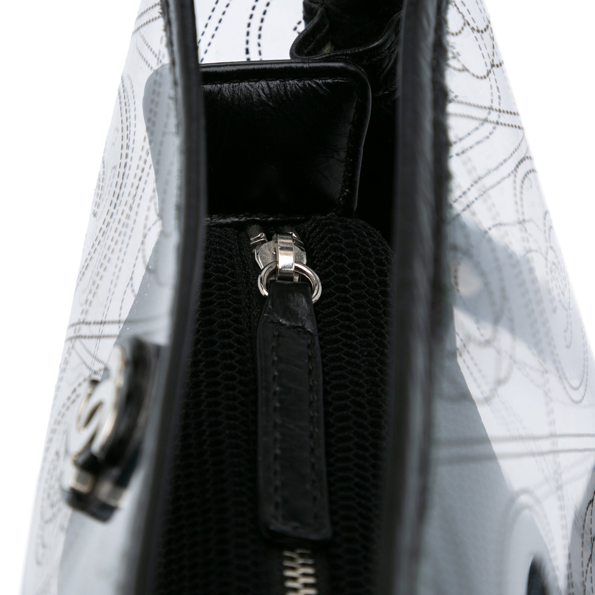 Small PVC and Crumpled Calfskin Camellia Coco Bucket Bag