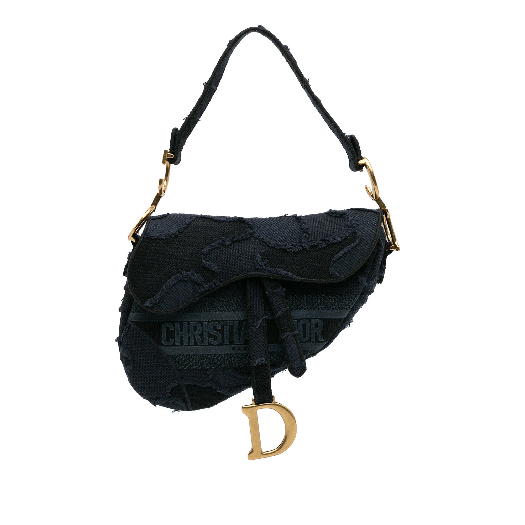 Camouflage Embroidered Canvas Saddle Bag