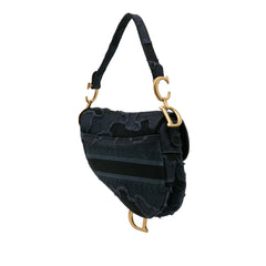 Camouflage Embroidered Canvas Saddle Bag