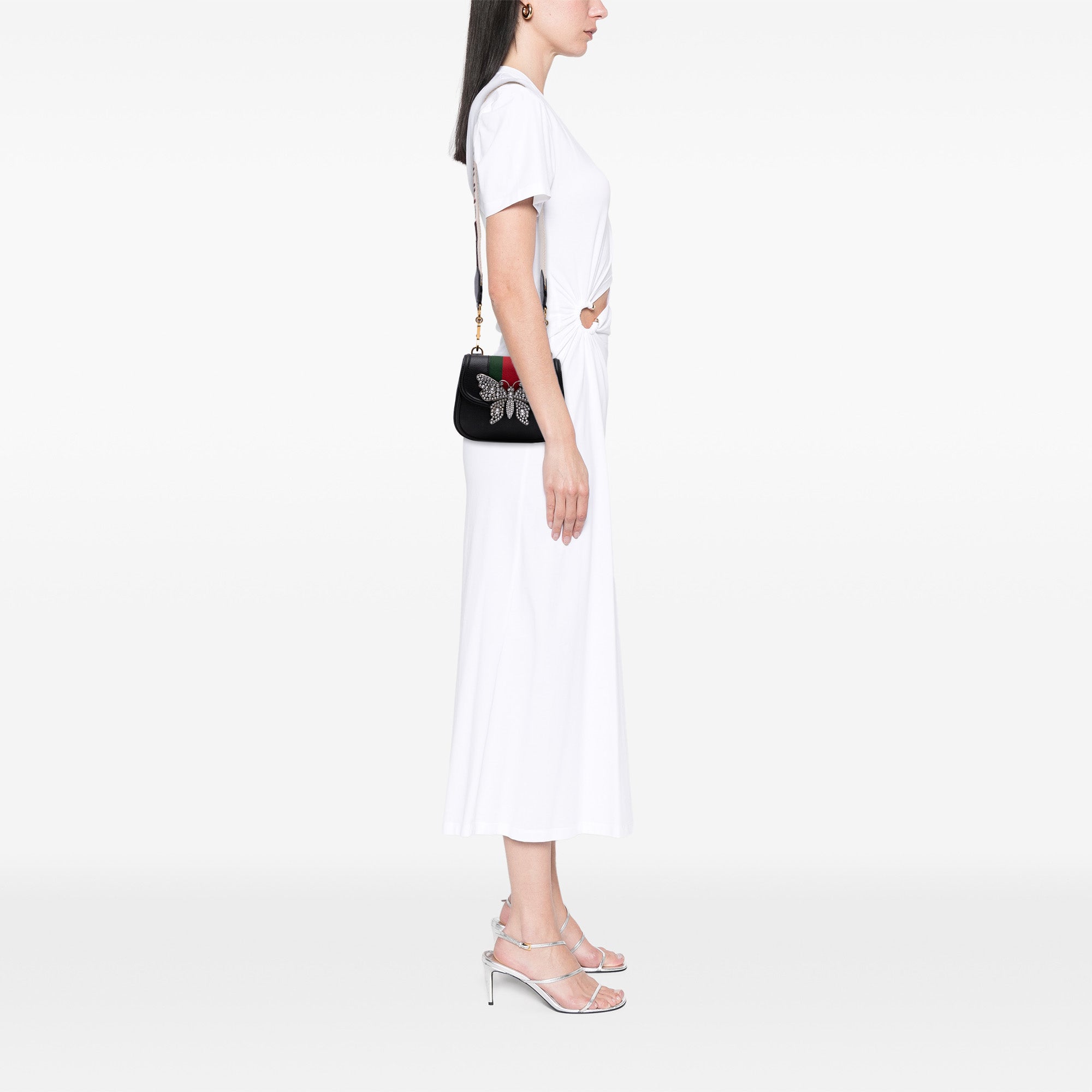 Small Leather Linea Totem Crystal Butterfly Crossbody