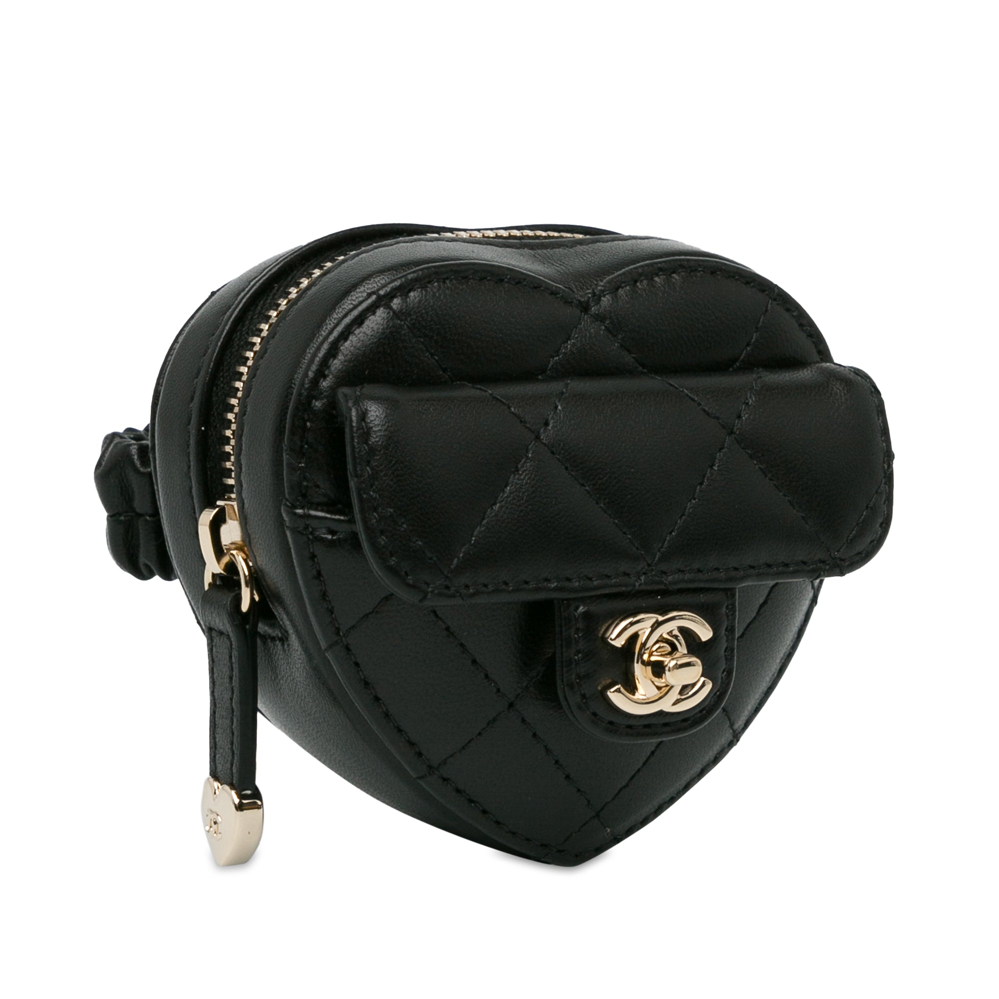 Lambskin CC In Love Heart Zipped Arm Coin Purse_1