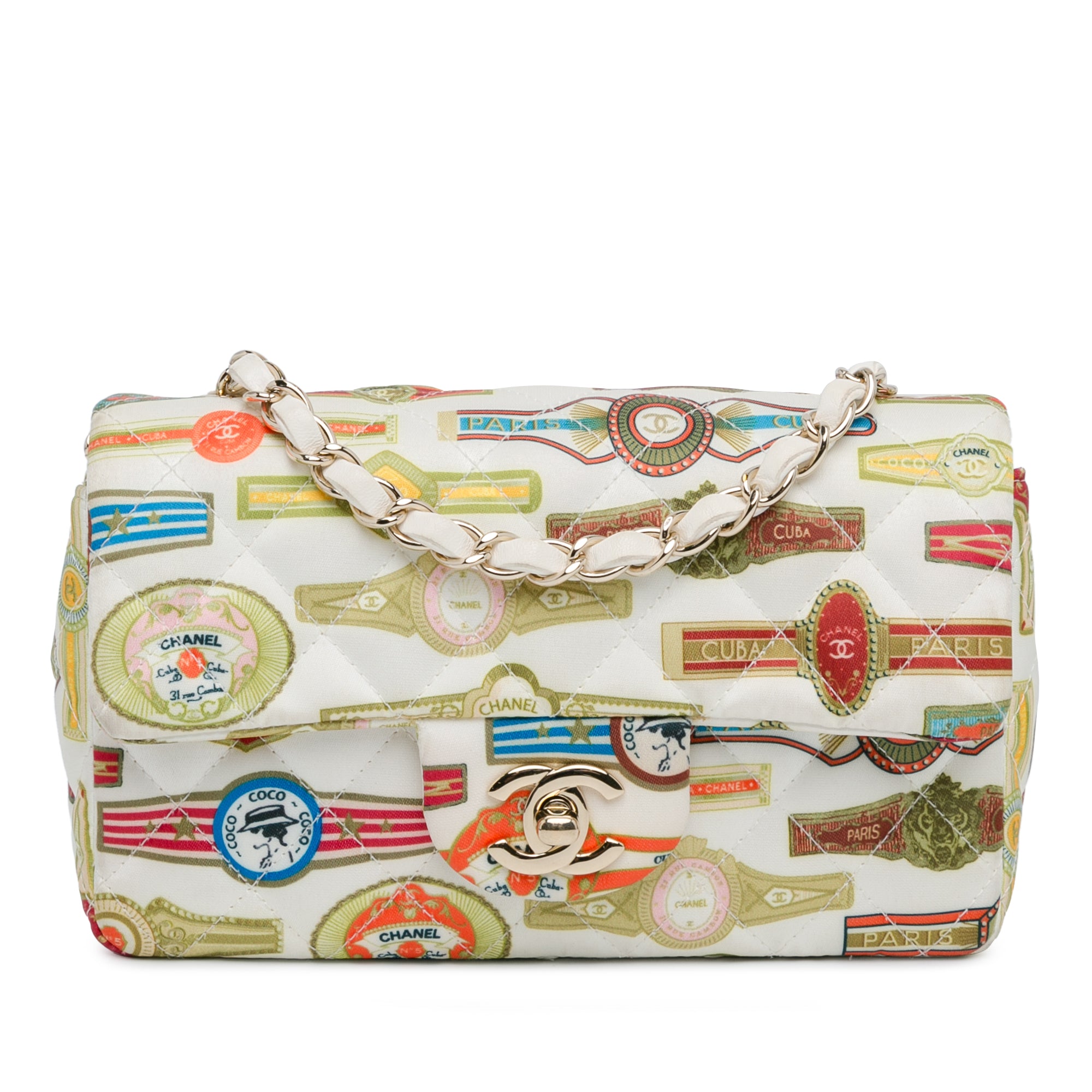 Mini Rectangular Classic Printed Satin Cuba Single Flap