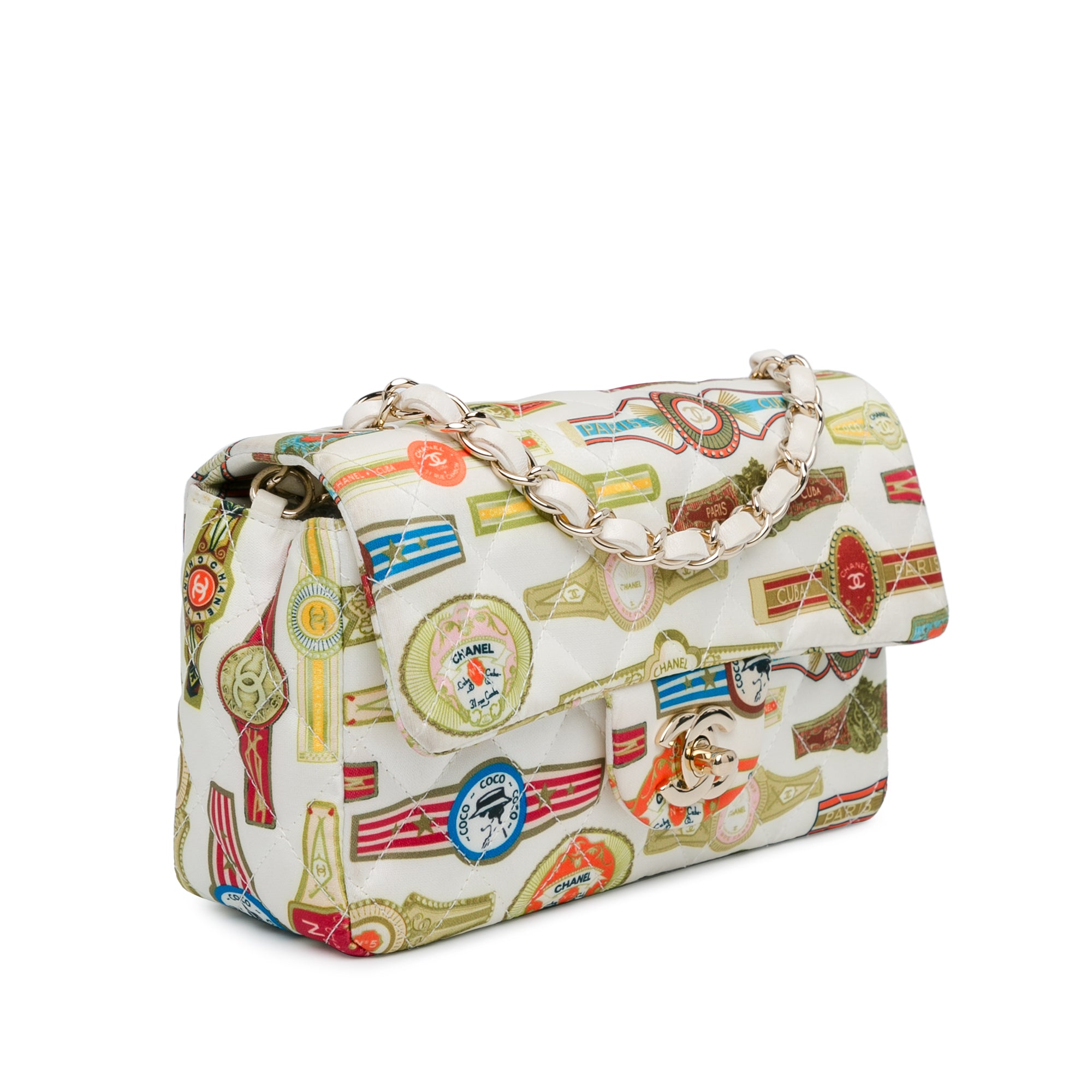 Mini Rectangular Classic Printed Satin Cuba Single Flap