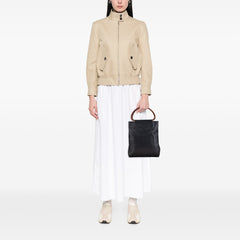 CC Caviar Wood Top Handle Tote