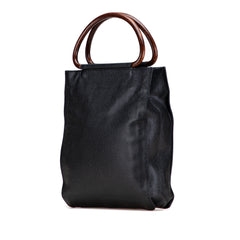 CC Caviar Wood Top Handle Tote