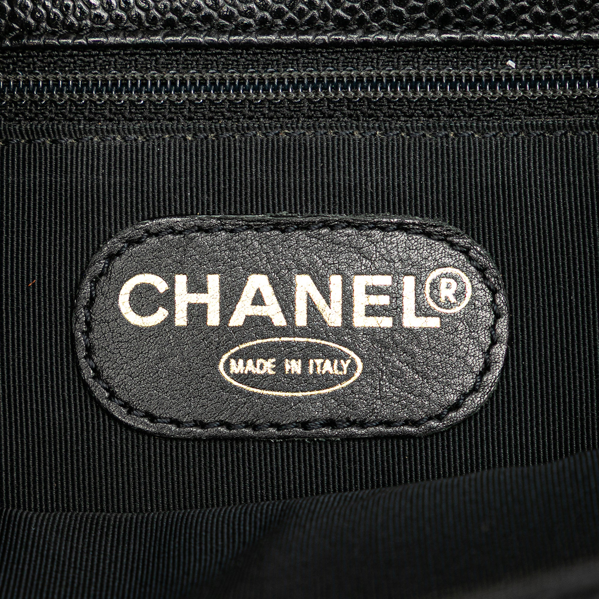 CC Caviar Wood Top Handle Tote