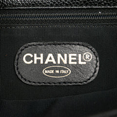 CC Caviar Wood Top Handle Tote