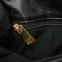 CC Caviar Wood Top Handle Tote