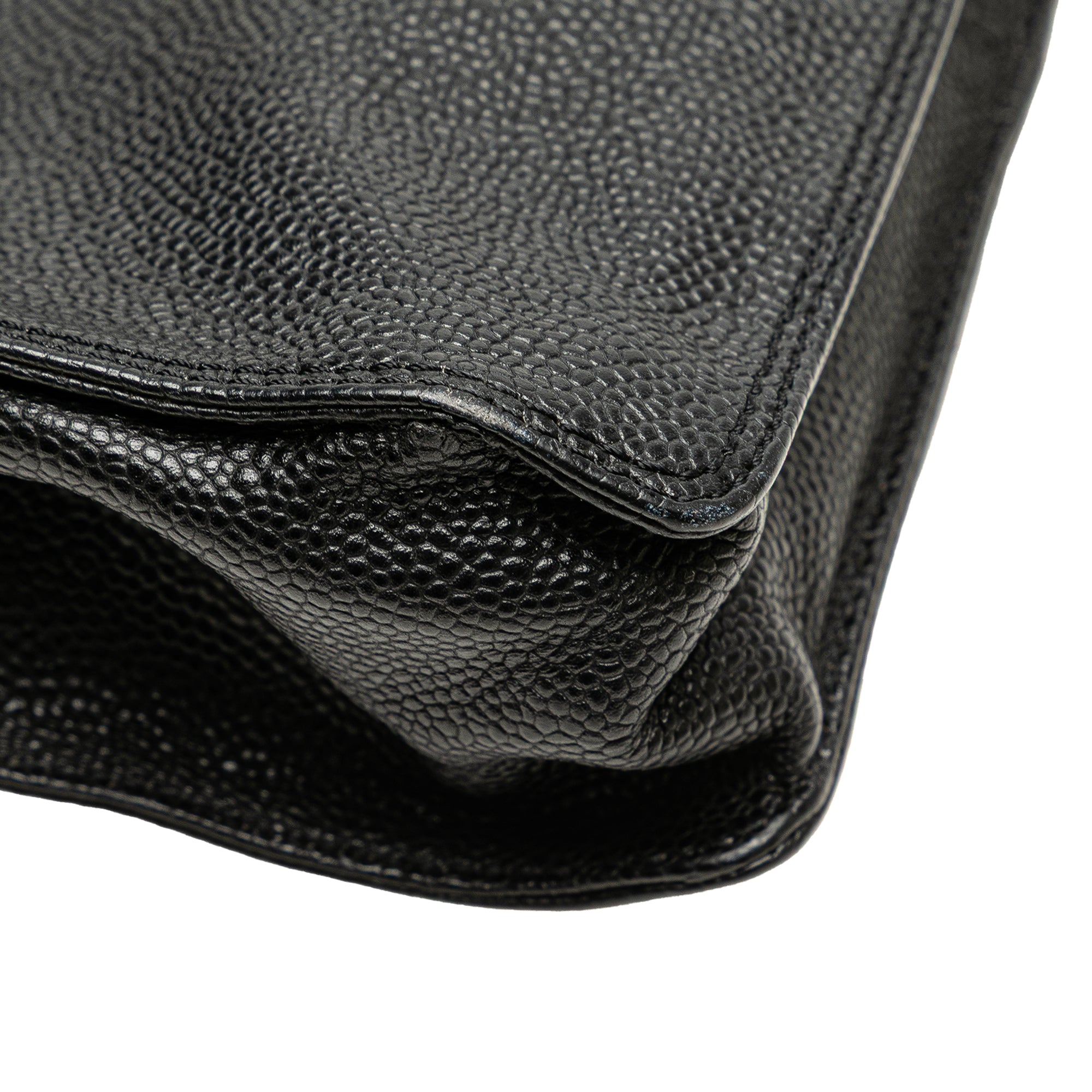 CC Caviar Wood Top Handle Tote