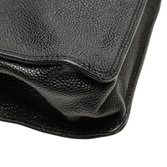 CC Caviar Wood Top Handle Tote