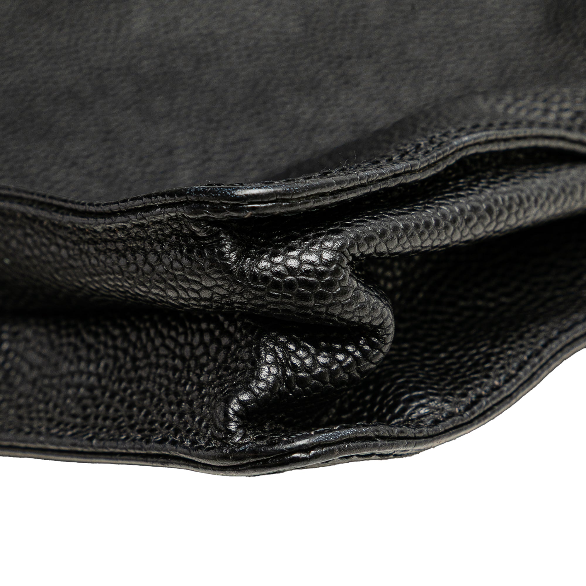CC Caviar Wood Top Handle Tote