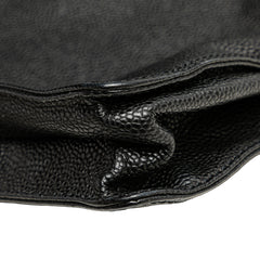CC Caviar Wood Top Handle Tote