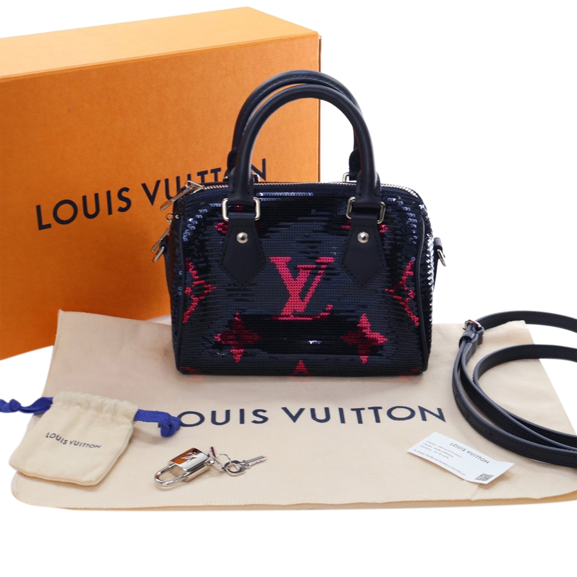 LV Night Monogram Giant Sequins Speedy Bandouliere 18