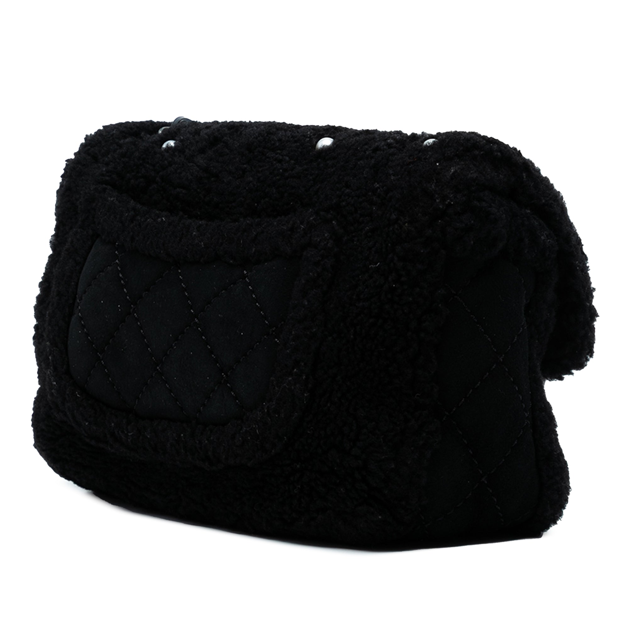 Medium Shearling Pearl Studded Flap