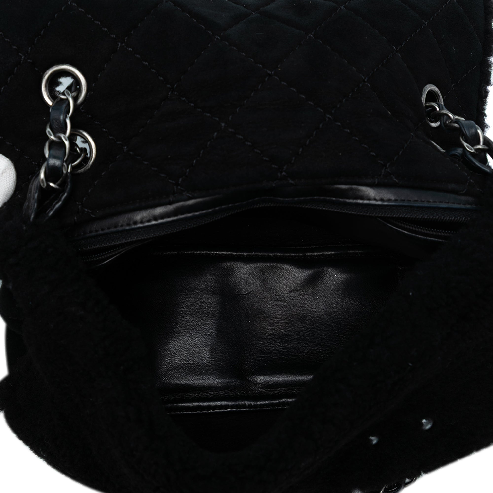 Medium Shearling Pearl Studded Flap