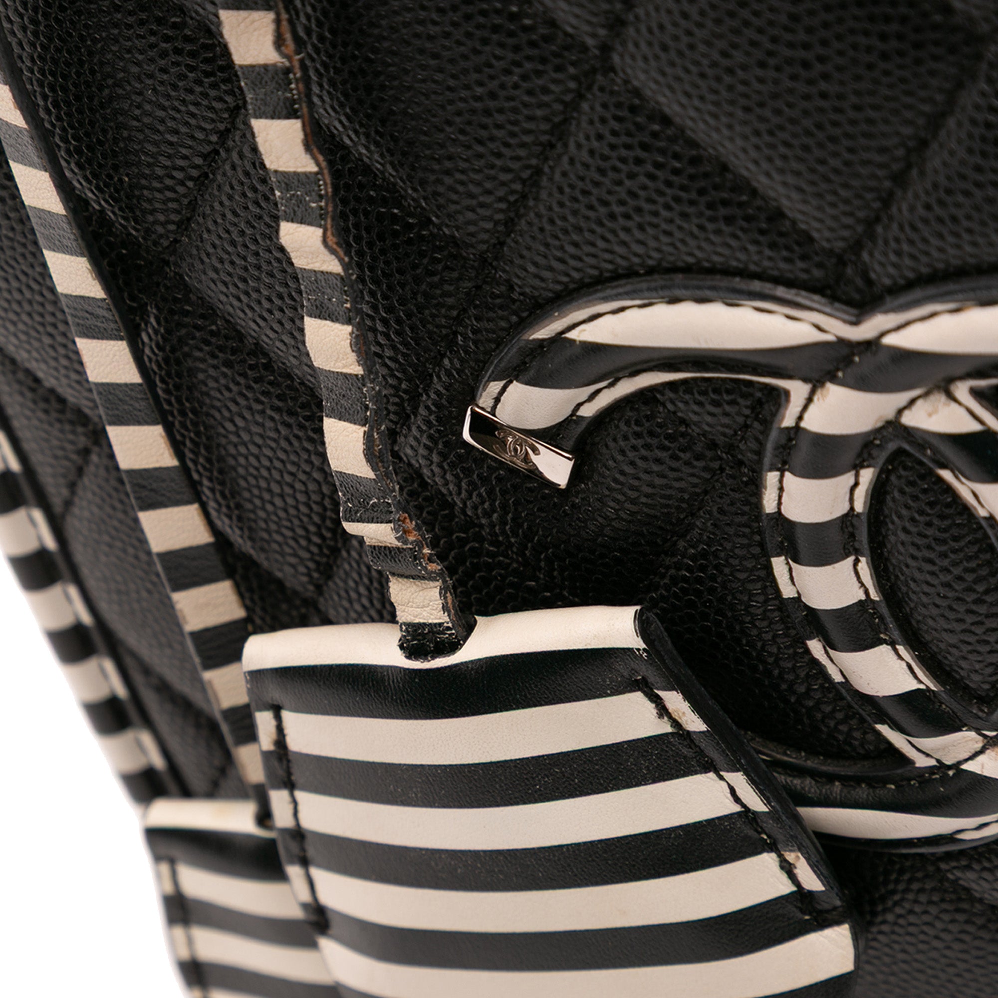 Small Caviar Striped CC Filigree Vanity Case