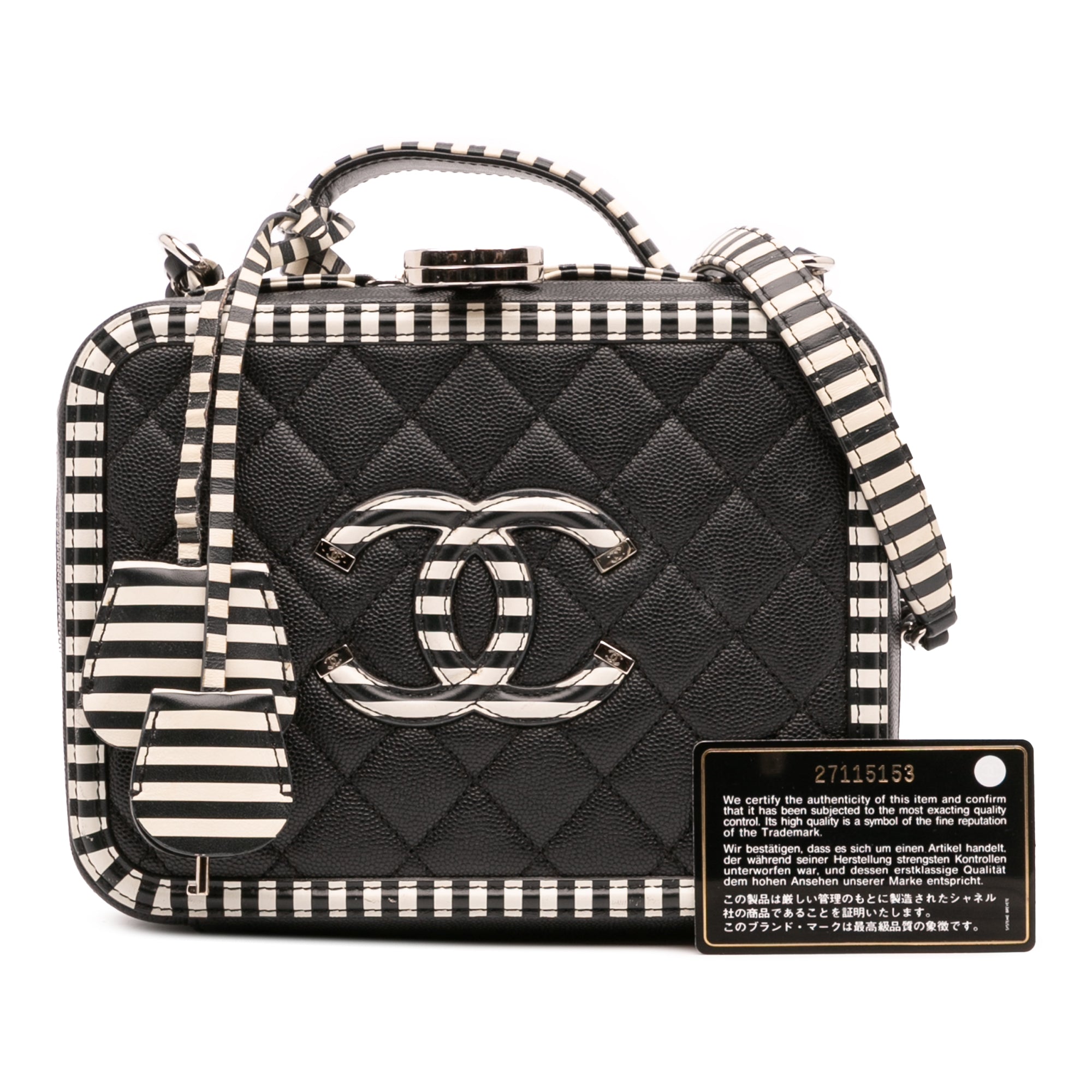 Small Caviar Striped CC Filigree Vanity Case