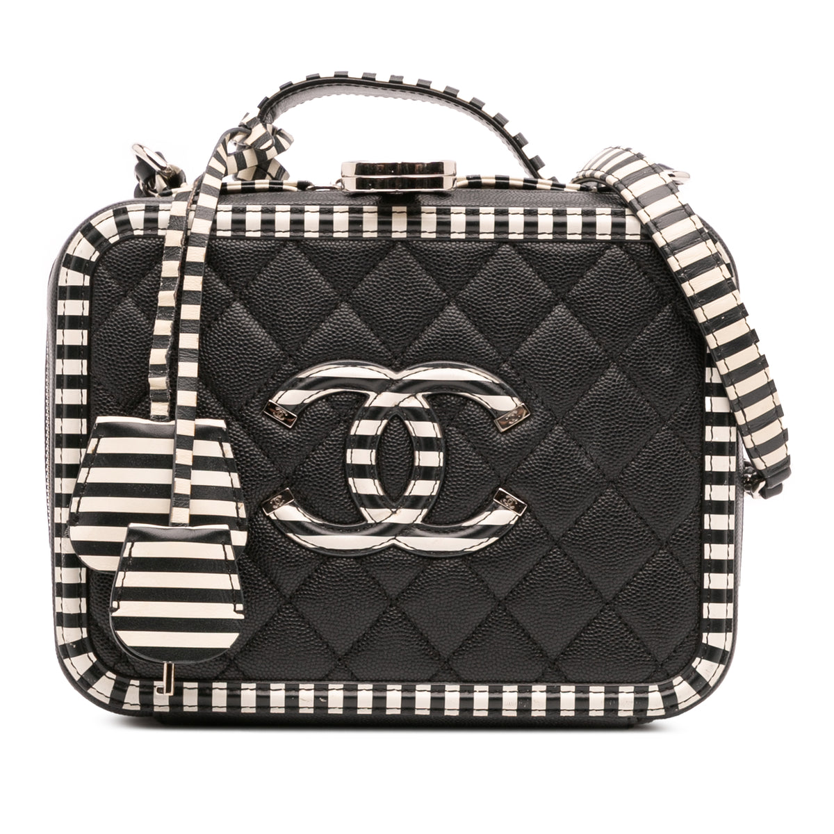 Small Caviar Striped CC Filigree Vanity Case