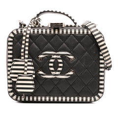 Small Caviar Striped CC Filigree Vanity Case