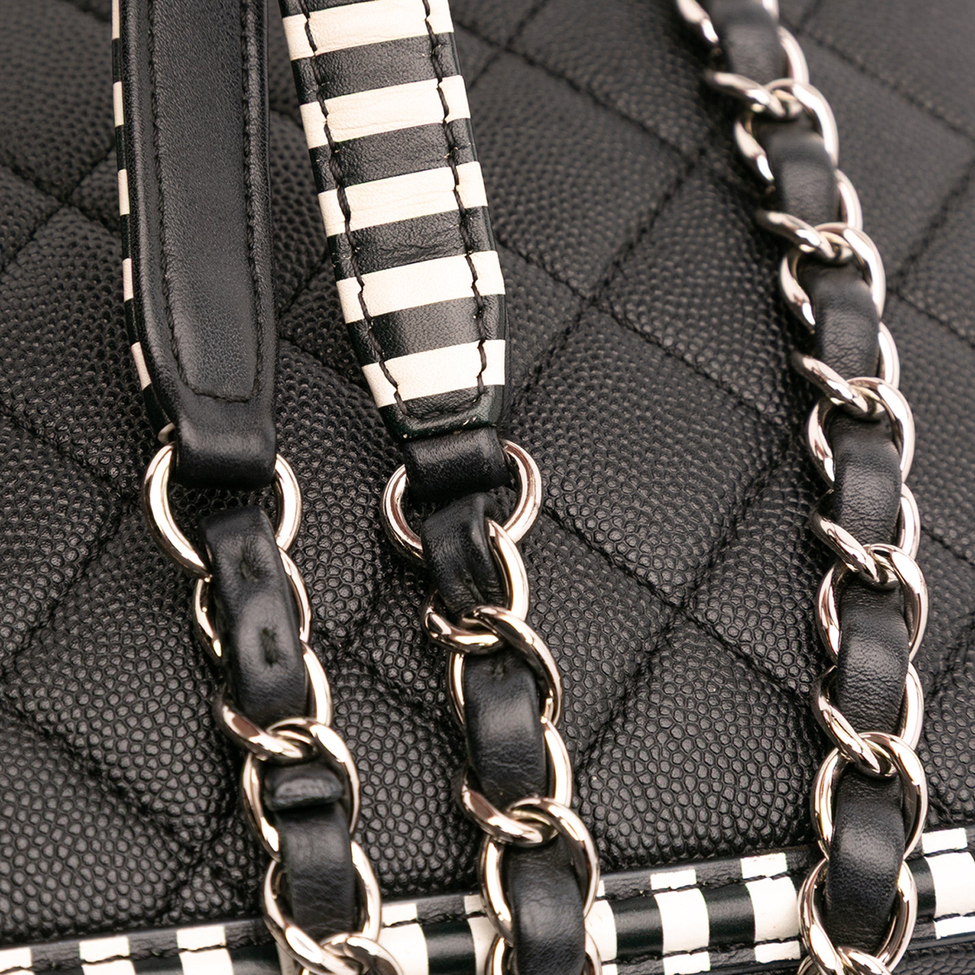 Small Caviar Striped CC Filigree Vanity Case