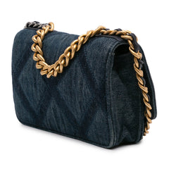 Denim Stitched 19 Flap Wallet On Chain