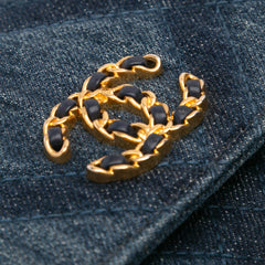 Denim Stitched 19 Flap Wallet On Chain