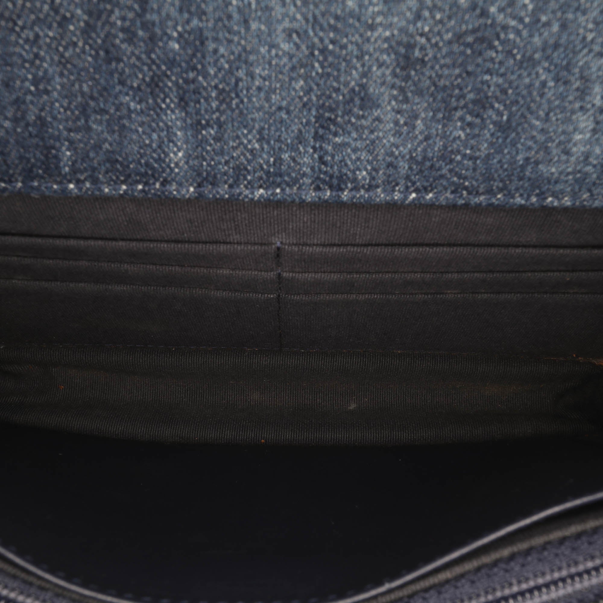 Denim Stitched 19 Flap Wallet On Chain