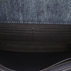 Denim Stitched 19 Flap Wallet On Chain
