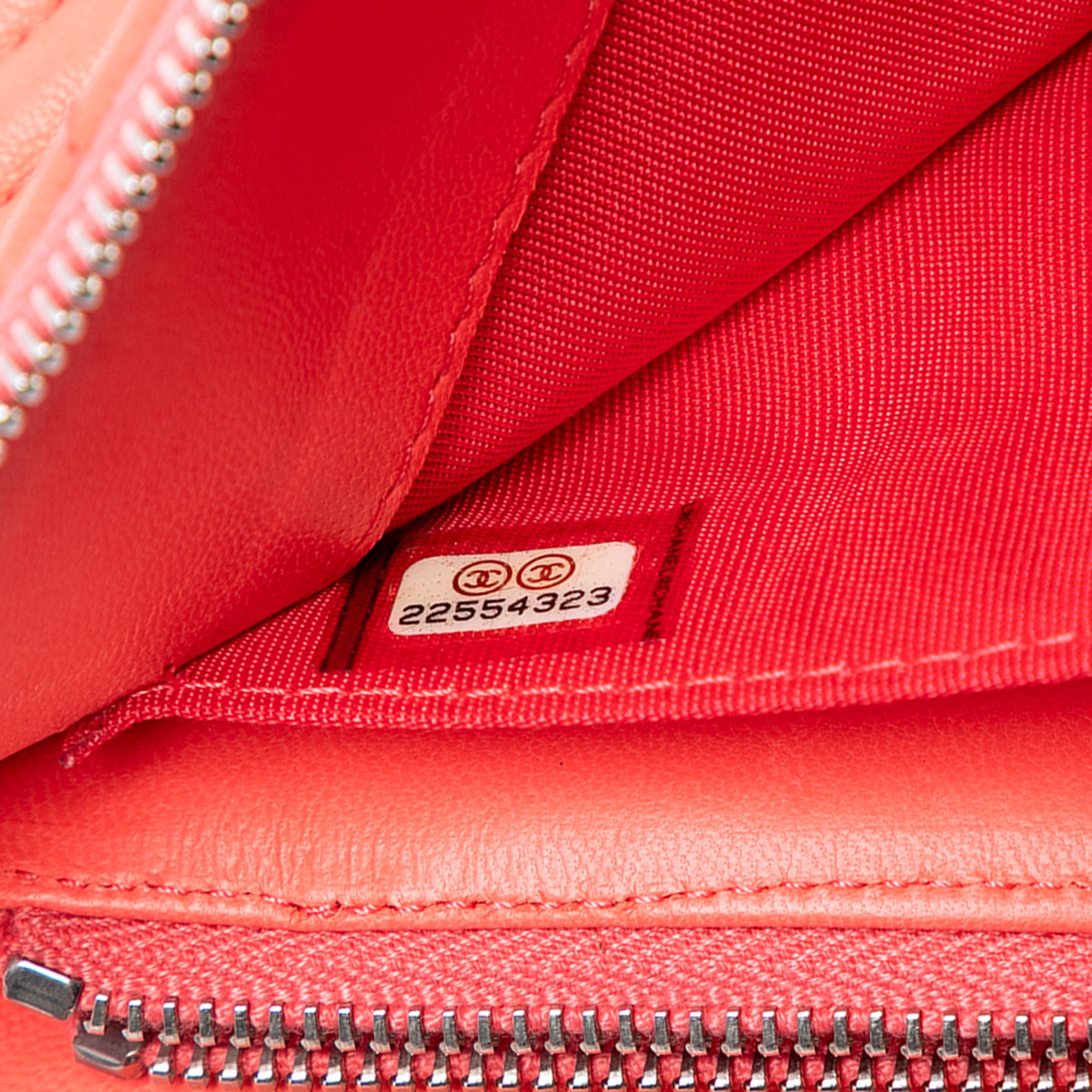 CC Chevron Calfskin Zip Clutch