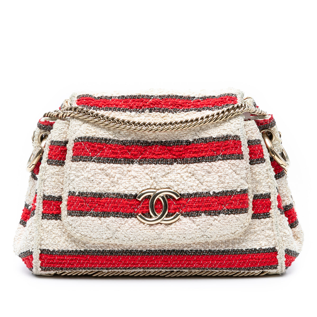 CC Quilted Tweed Striped Single Flap