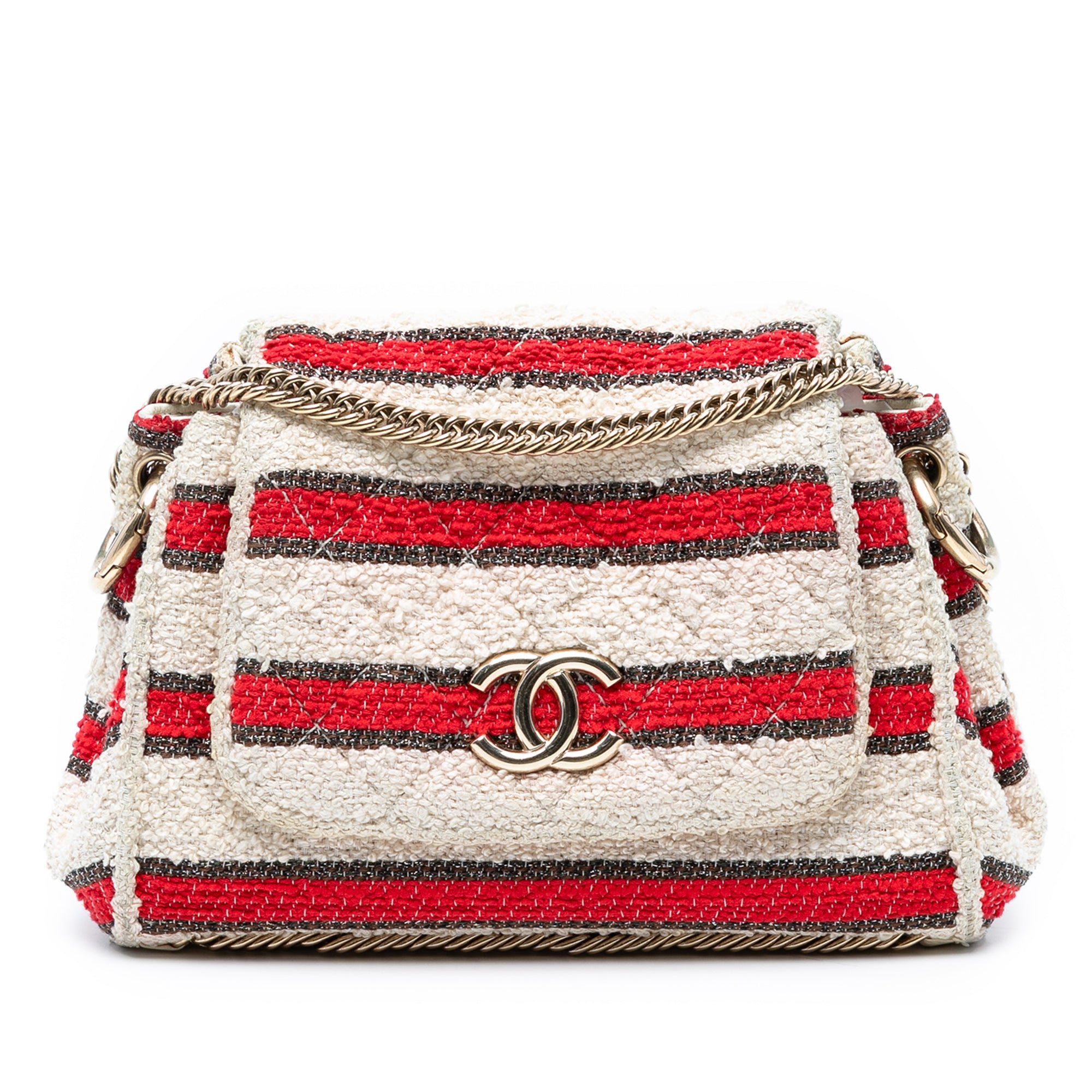 CC Quilted Tweed Striped Single Flap