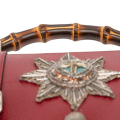 Leather Bamboo Convertible Top Handle Bag