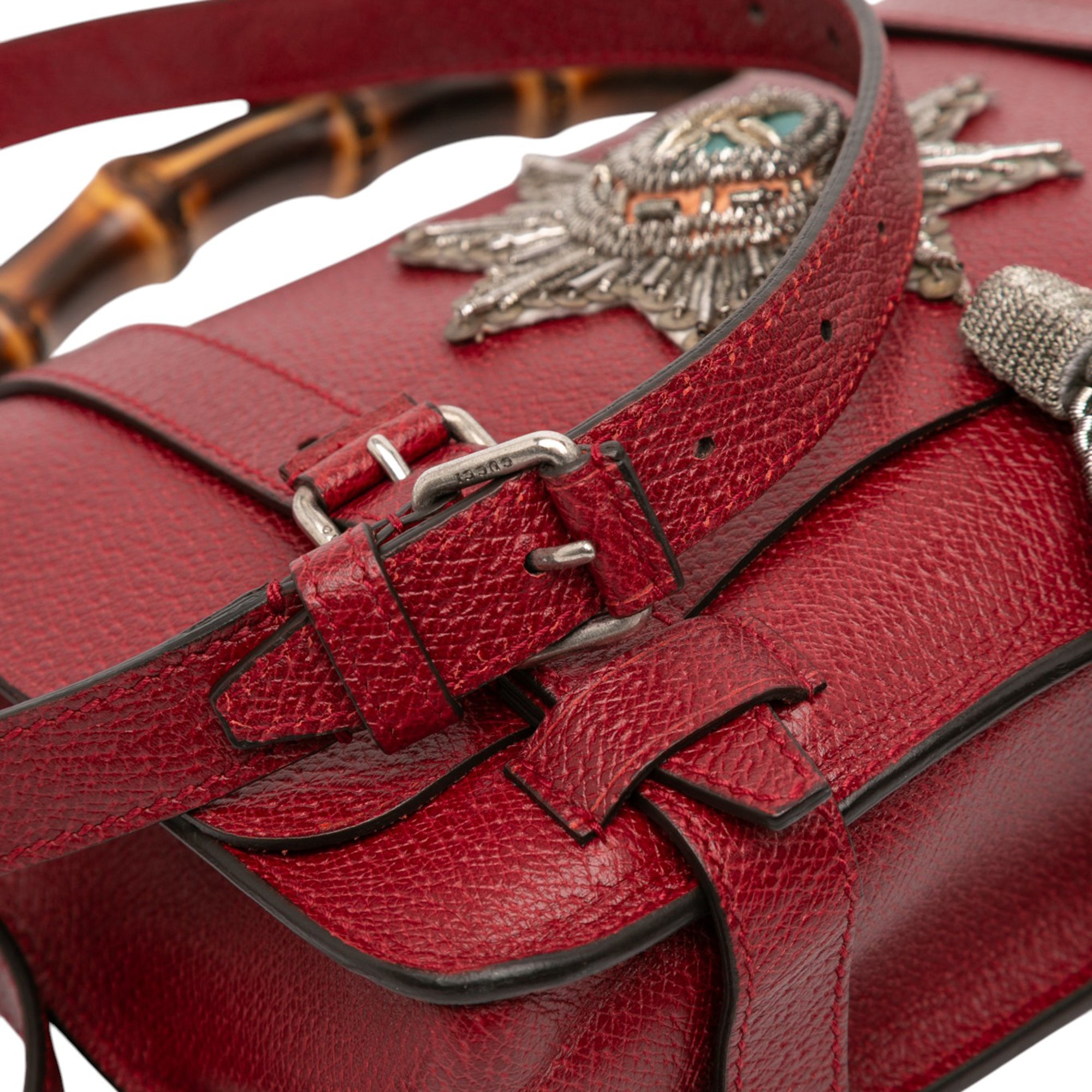 Leather Bamboo Convertible Top Handle Bag