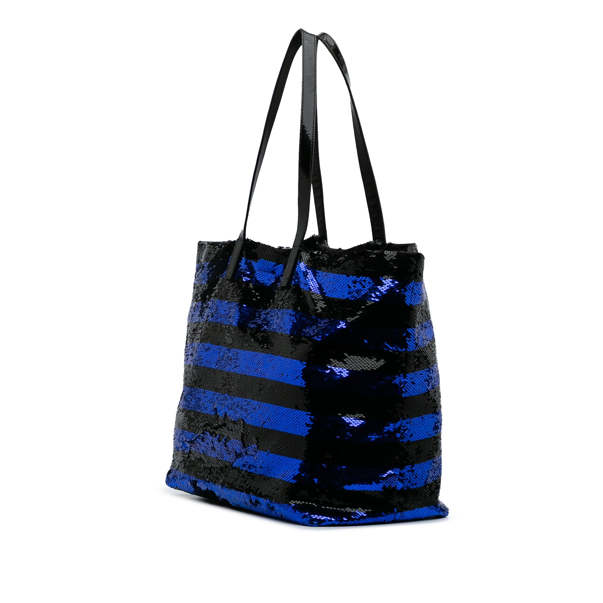 Sequined Satin Stripes Tote