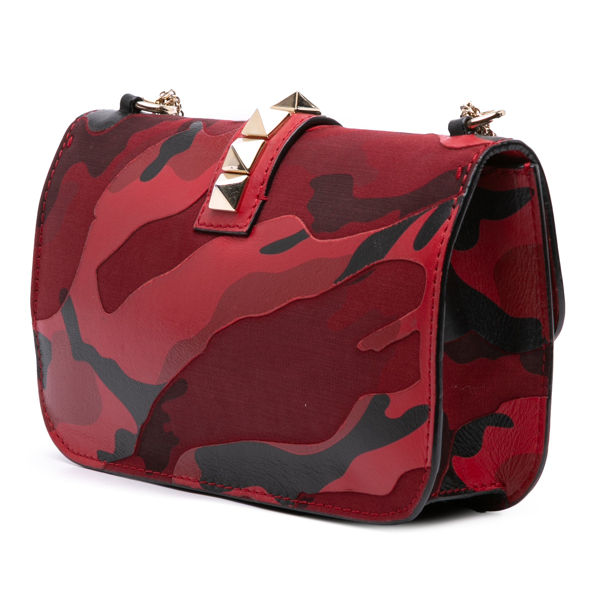 Medium Nappa and Canvas Camouflage Rockstud Glam Lock Crossbody
