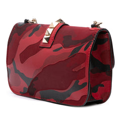 Medium Nappa and Canvas Camouflage Rockstud Glam Lock Crossbody