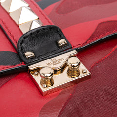 Medium Nappa and Canvas Camouflage Rockstud Glam Lock Crossbody
